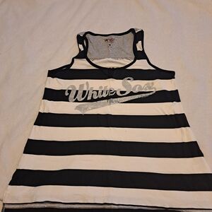 Striped Racerback Tank Top - White Sox Graphic - Women